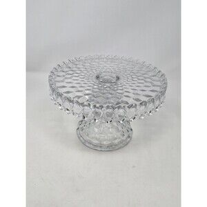 VINTAGE FOSTORIA AMERICANA CUBIST CAKE PLATE CLEAR GLASS COLLECTIBLE 10 INCHES
